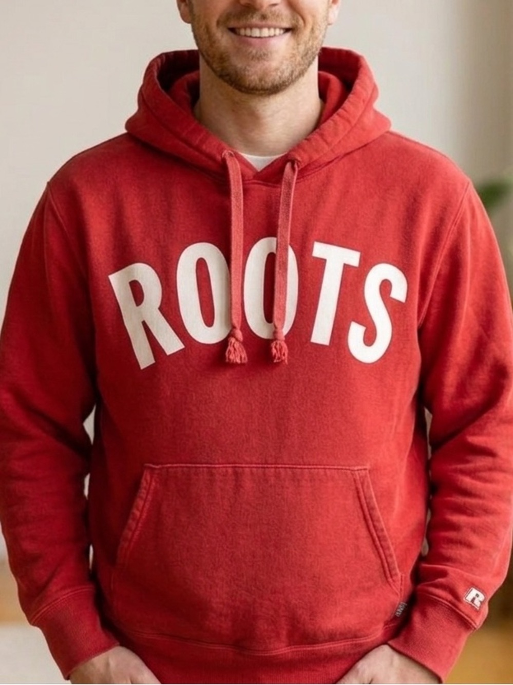Roots Athletics Vintage Red Unisex Hoodie With White Logo